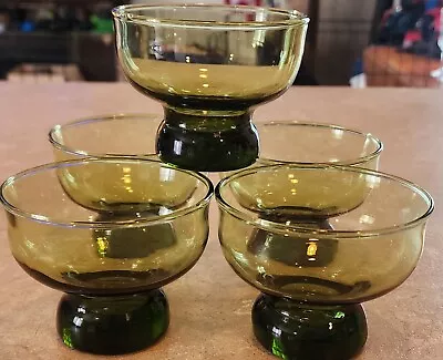 Set Of 5 Vintage Green Italian Goblet Glasses/Champagne/Rocks Glasses • $50