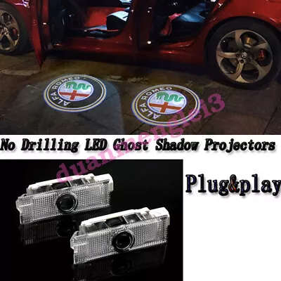 2X Led Door Light Projector Emblem HD For Alfa Romeo Giulietta Mito 159 147 • $29.65