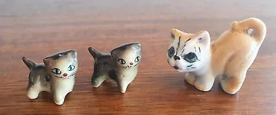 Three Small Vintage Cat Pottery Figurines • $14.99