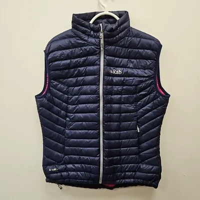 RAB Womens Microlight Down Vest Gilet Pertex Nikwax Navy Size Small UK 14 • £64.99