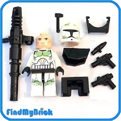 SW219 Lego SW Green Clone Commander Minifigure & Armor Lock Weapon 8014 7913 NEW • $50.92