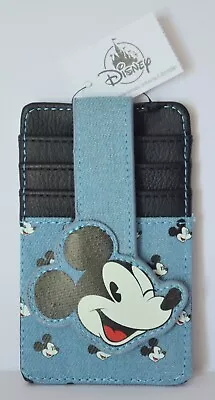 Disney Parks Mickey Mouse Denim Wallet ID Card Holder RFID New With Tags • $14.95