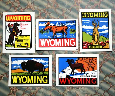 Lot 5 Vintage WYOMING Water DeCal JACKALOPE Old Camper Trailer RV Hot Rod Van Wy • $24.99