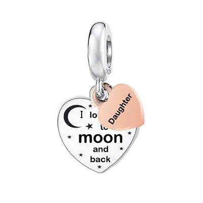 $27.99 • Buy S925 Silver & Rose Gold Daughter  Love You To Moon & Back Charm YOUnique Designs