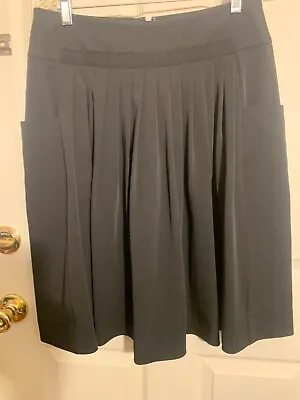 Vera Wang Full Flare Skirt Casual Mid Rise Black Pockets Mid Calf Slimming Sz 8 • $11.54