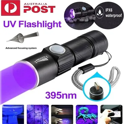 UV Rechargeable LED Flashlight Inspection Lamp Torch USB Blacklight Light 395 NM • $12.31