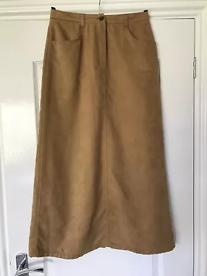 MARKS & SPENCER Size 12 Caramel Suedette Feel (35”) Skirt. VINTAGE. Worn Once! • £6.99