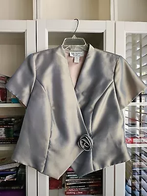 J.R.Nites  Blouse Top Jacket Buttons Silver Gray Shimmery Size 14W • $9.99