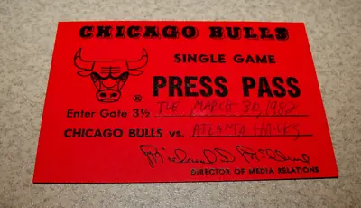 Chicago Bulls 3/30/1982 Single Game Press Pass Media Credentials Ticket Stub • $12.99