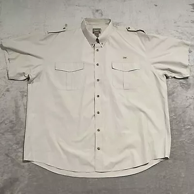 Cabelas Shirt Mens 3XLT Tall Beige Safari Series Short Sleeve Pockets Hunting • $24.95
