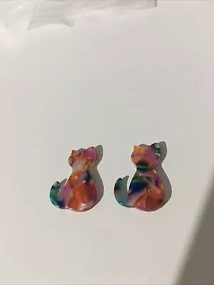 2 Multicoloured Cat Charms Earrings Jewellery Making And Crafts  • £1.25