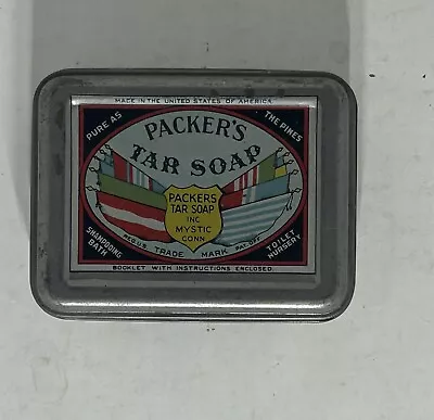 Vintage 1939 Packer's Healing Tar Soap Tin Mystic Connecticut USA • $15