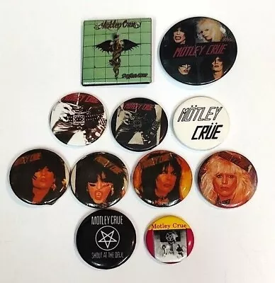 Motley Crue - Vintage Buttons And Pins - Lot Of 11 In Great Condition - NWOBHM • $20