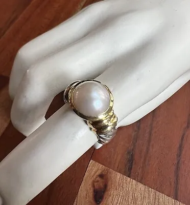 David Yurman Sterling Silver 14k Gold Pearl Ring Size 7 • $359