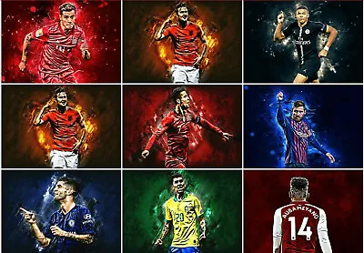 Football Star Players Poster Print Image Neymar Ronaldo Messi Mbappe Hazard A4 • £6.95