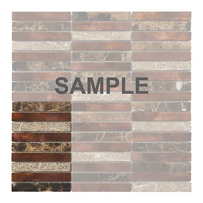 Antique Copper Emperador Stone Marble Stacked Mosaic Tile Kitchen Backsplash • $3.99