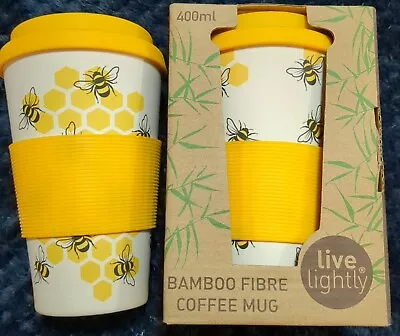 ❤️ 2 X ECO CHIC BAMBOO COFFEE CUPS BUMBLE BEE DESIGN I Boxed I New Without Box ❤ • £4.49