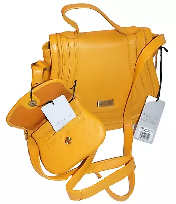 Assots London Leather Crossbody Bag & Matching Purse Set/medium/pockets/mustard • £26