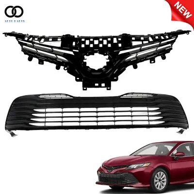 Front Bumper Upper Grille + Lower Grill Set For 2018-2020 Toyota Camry L  LE XLE • $121.99