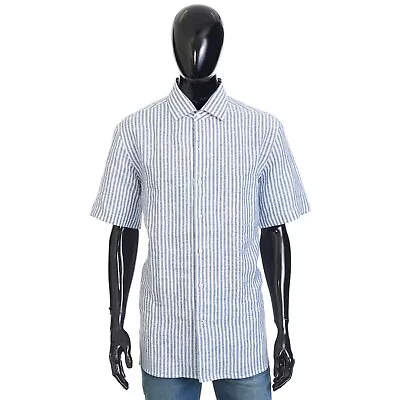 LORO PIANA 595$ Andre' Striped Linen Shirt - Bi-color Shortsleeve Chestpocket • $441