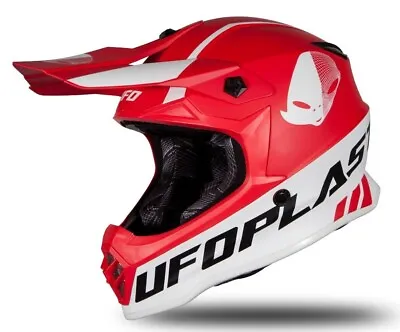 UFO 2024 Motocross MX Helmet Youth Kids Red Black White Matt -  All Youth Sizes • $119.97