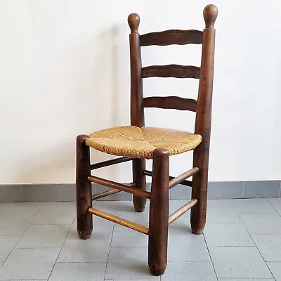 Chair Vintage 1940 Of Charles Dudouyt IN Oak & Straw 4S0 1940S Years 40 • $1734.99