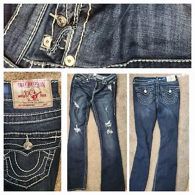 True Religion Jeans 29x32 BOOTCUT STRETCH DARK NAVY World Tour MENS/ Women • $68.95