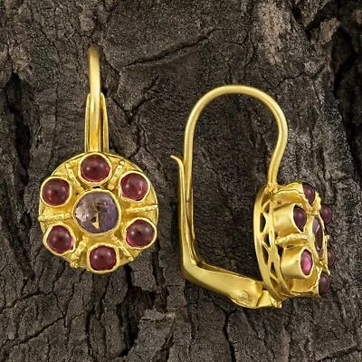 Cluster Amethyst And Garnet Earrings: Museum Of Jewelry • $109.95