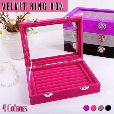 $14.75 • Buy Velvet Ring Earring Jewelry Display Organizer Box Tray Holder Storage Case