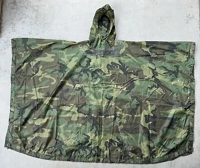 Military Wet Weather Poncho Coated Nylon Woodland Camouflage US Army • $149.99