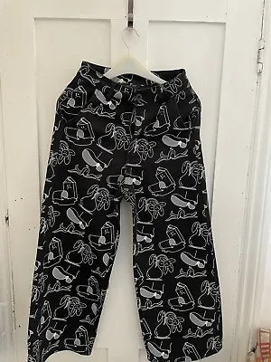 Lazy Oaf  Trousers Size 6 Black Whoops Work Pant Design Euc • £22