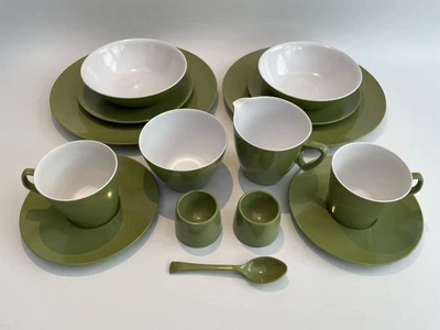 £24.99 • Buy Vintage Melaware Melamine Green Breakfast Picnic Set - Camping Campervan