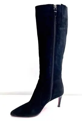 VIA SPIGA Black Suede Inner Zip Leather Lined Knee High Tall Boots EU38.5 US 7.5 • $125