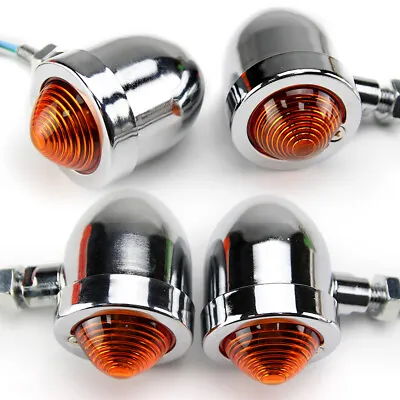 4 Chrome Motorcycle Bullet Brake Blinker Turn Signal Tail Light For Harley Honda • $17.81