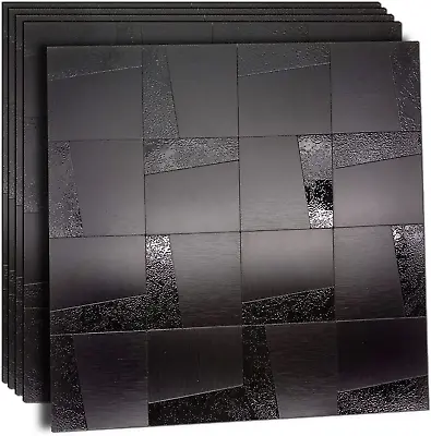 5-Sheet Peel And Stick Backsplash Tiles Brushed Surface Metal Mosaic Metal Wal • $48.74