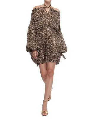 Zimmermann Suraya Leopard-Print Silk Pocket Dress Size 1 • $390