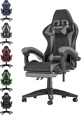 Leather Gaming Racing Chair Office Executive Recliner With Footrest • £69.99