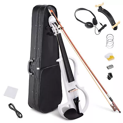 4/4 Electric Maple Violin Right Hand Full Size Concert W/ Headphone Case White • $94.90