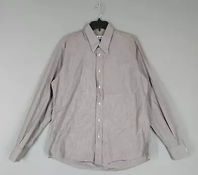 VTG Yves Saint Laurent Shirt Mens 16.5 42 (L) Gray Button Up Long Sleeve YSL 90s • $29.99