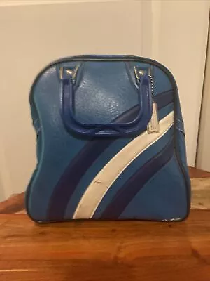 Vintage Bowling Ball Bag Blue Single Ball Wire Rack Ball Holder & Shoe Storage • $27.99