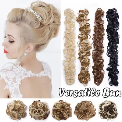 Scrunchie Updo Wrap Curly Messy Bun Hair Piece Hair Extensions Real As Human US • $9.80