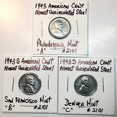 1943 P D & S American Steel AU Cent Lincoln Wheat Beautiful Penny Set • $14.99