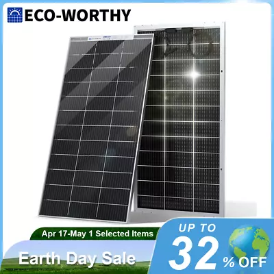 ECO-WORTHY Bifacial 200W Watt 12V Solar Panel Mono HighEfficiency PV For Sunshed • $123.99