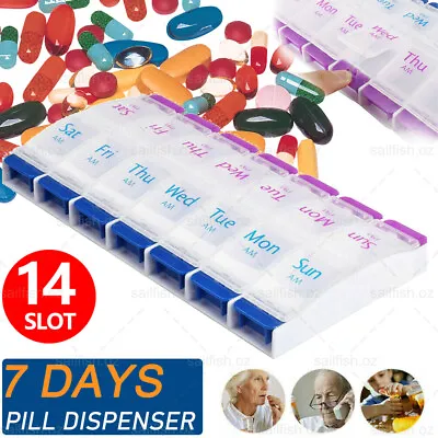 14Slot 7Day Pill Box Dispenser Medicine AM/PM Medication Organiser Week Case DF • $9.85