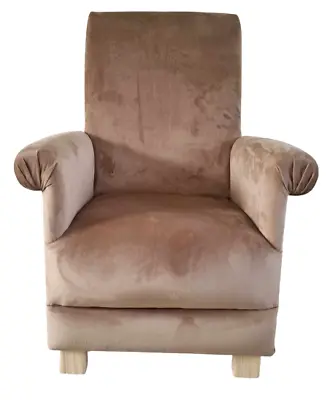 Laura Ashley Marshall Velvet Fabric Adult Chair Armchair Caramel Taupe Beige New • £229.95