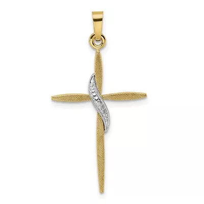 14k Two-tone Gold Solid Methodist Cross Pendant 1.48g L-35mm W-18.66mm • $328