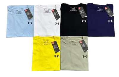 Men Under Armour Short Sleeve Crew Neck T-Shirt Cotton Small Chest Logo-BNWT • £12.75