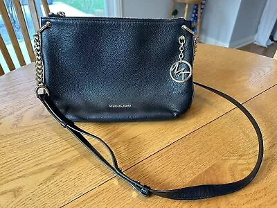 Michael Kors Lillie Black Cross Body Messenger Bag Small Gold Chain Adjustable • $79