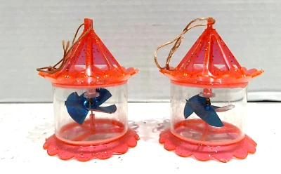 $39.95 • Buy Vtg. Rare Birdcage Spinner Twinkler Christmas Ornament Lot/2 Hot Pink/blue Mcm A