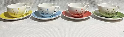 4-Haengnam-Phil Muk Design+Calligraphy-MultiColored Butterfly Teacup&Saucer Sets • $34.99